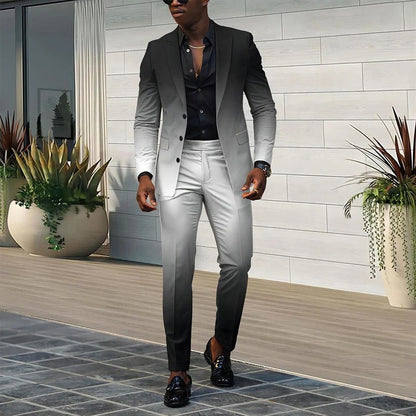 Trendy All-matching Men's High Quality Gradient Suit
