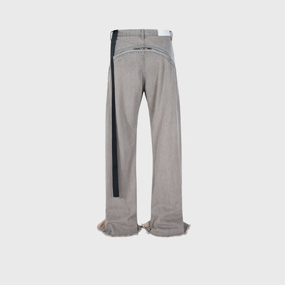 Men's Spiral Track Big Zipper Profile Banana Jeans