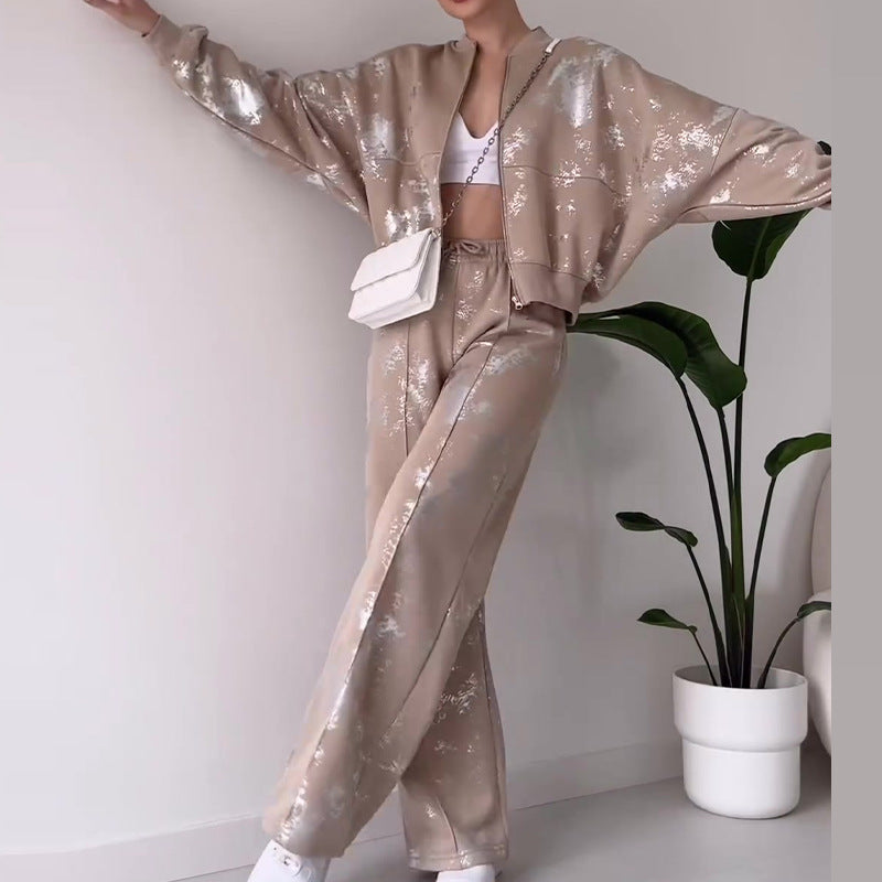 Pure Color Sequins Design Sense Trendy Best-selling Sweater Suit