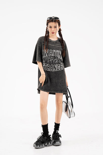 Washed And Worn Loose Chain Design Top