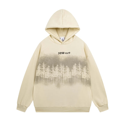 Letter Printing Velvet Padded Hooded Sweatshirt
