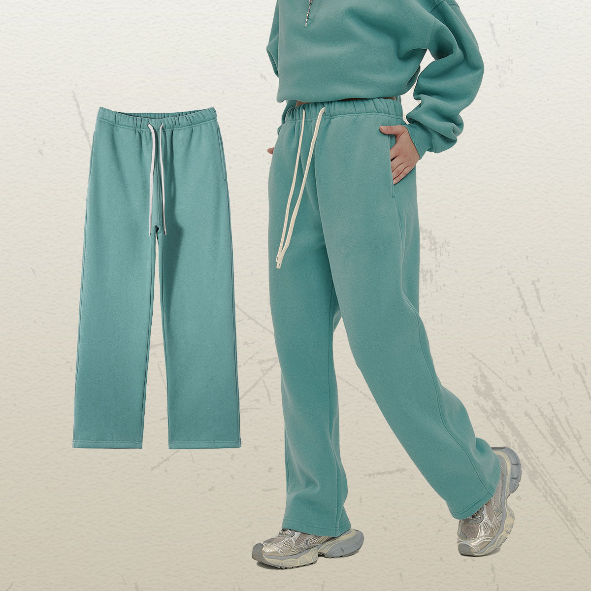 Women's Straight Velvet Solid Color Loose Sports And Leisure Trousers