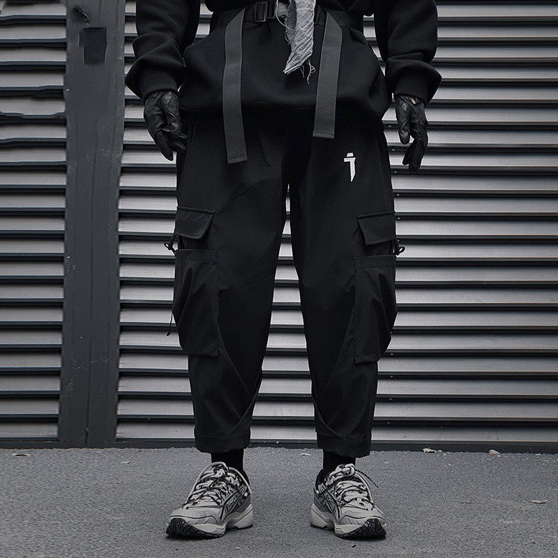 Large Pocket Functional Buckle Overalls Men's Loose Casual