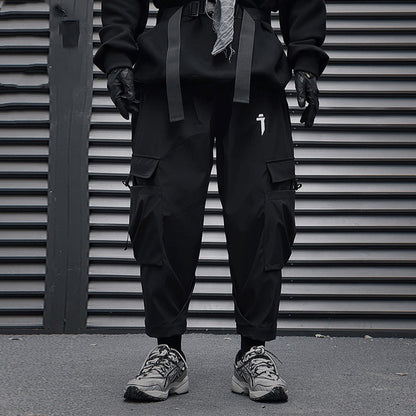 Large Pocket Functional Buckle Overalls Men's Loose Casual