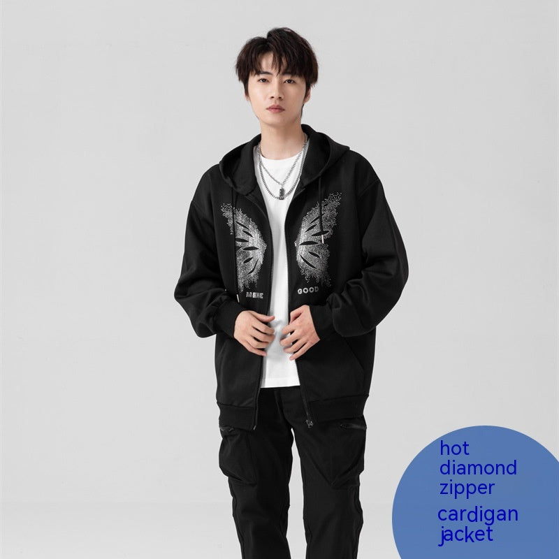 Men's Fashion Casual Loose Butterfly Rhinestone Sweater