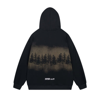 Letter Printing Velvet Padded Hooded Sweatshirt