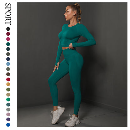 Solid Color Knitted Peach Hip Tight Hip Slimming Yoga Pants Suit