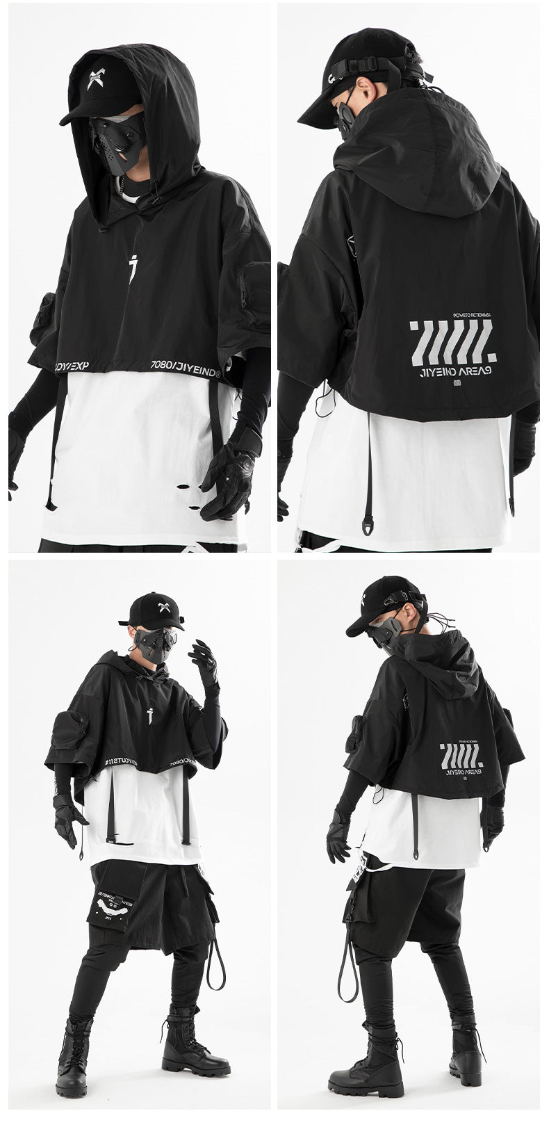 Spring And Summer Mechanical Style Hooded Shawl Men
