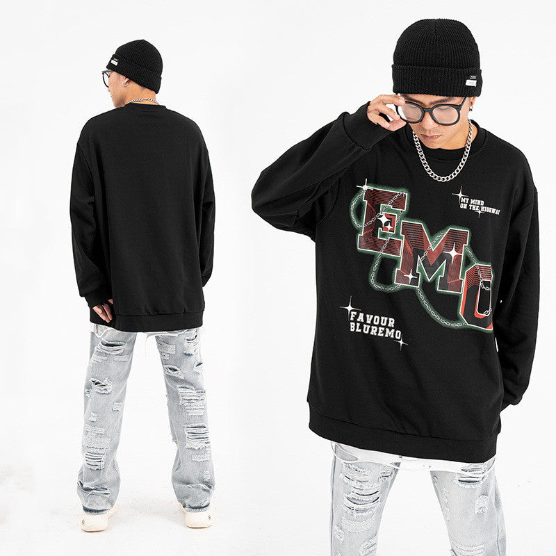 Fashion Letters Printed Long Sleeve Crew Neck Sweater