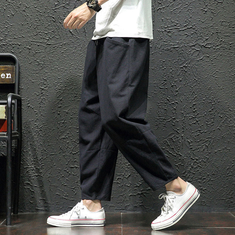 Summer Cropped Pure Cotton And Linen Linen Pants
