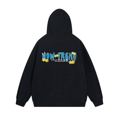 Printed Loose Hooded Sweater For Men