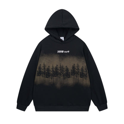 Letter Printing Velvet Padded Hooded Sweatshirt