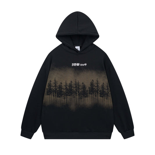 Letter Printing Velvet Padded Hooded Sweatshirt