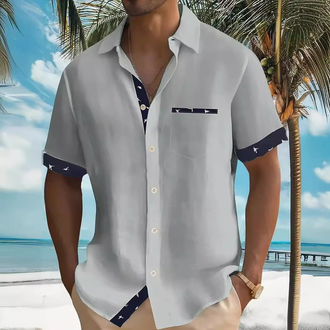Summer New European And American Style Men's Clothing Shirt Leisure Lapel Fashion Printing
