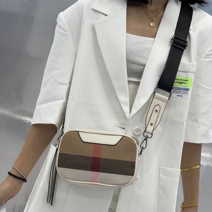 Diagonal Crossbody Versatile Canvas Plaid Bag