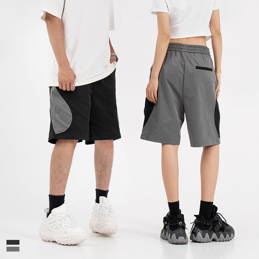 Mechanical Style Color Matching Elastic Straight Cargo Pants