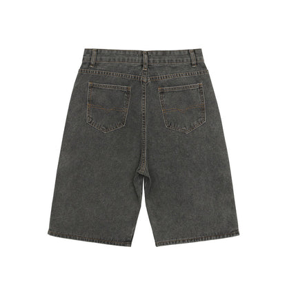 American Retro Black And Red Double Zipper Washed Do The Old Cowboy Shorts