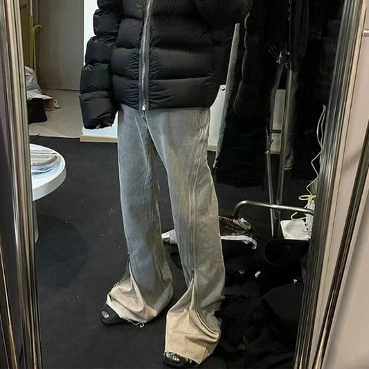 Men's Spiral Track Big Zipper Profile Banana Jeans