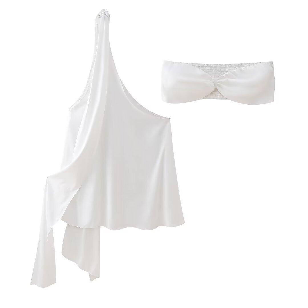 Elastic slim fit bra vest two-piece set