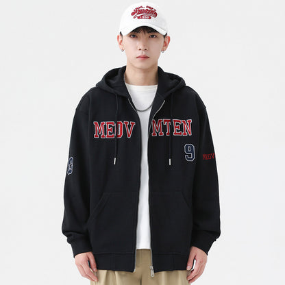 American-style Heavy Zipper Cardigan Hooded Bathroom