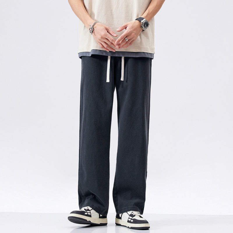 Straight Wide Leg Stitching Contrast Color Comfortable Pants
