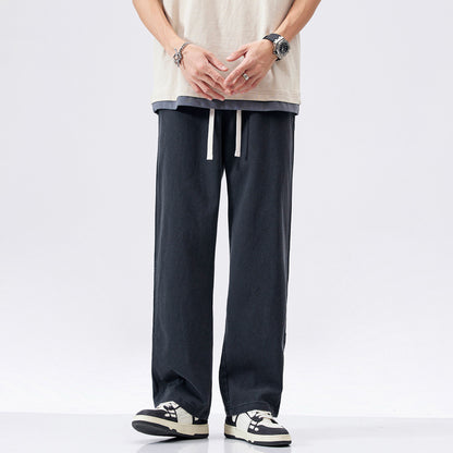 Straight Wide Leg Stitching Contrast Color Comfortable Pants