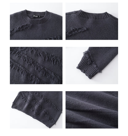 Design Sense Niche Vintage Tassel Sweater Men's And Women's Autumn And Winter Loose Lazy Chic Soft Glutinous Chic Sweater
