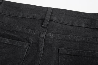 Niche Washed Distressed Stitching Contrast Color Brush Wax Slightly Flared Jeans