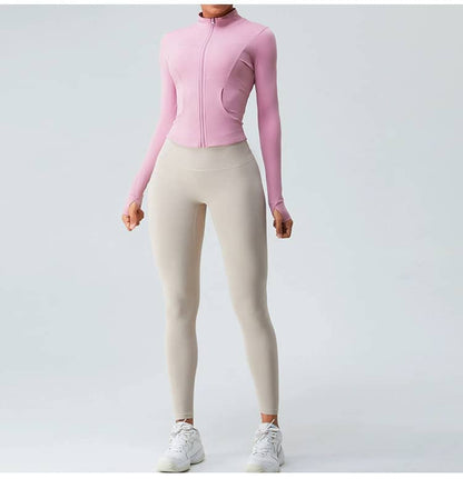 Tummy control yoga jacket.