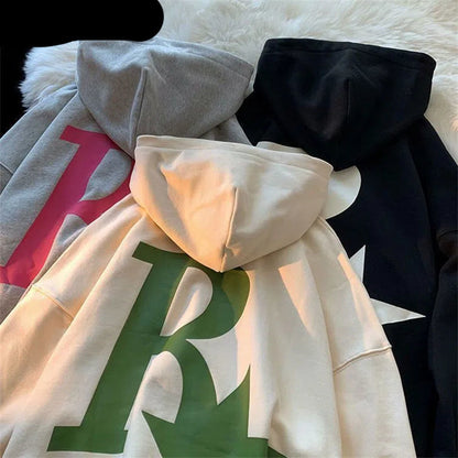 Men's Retro Alphabet Coat Hooded Loose