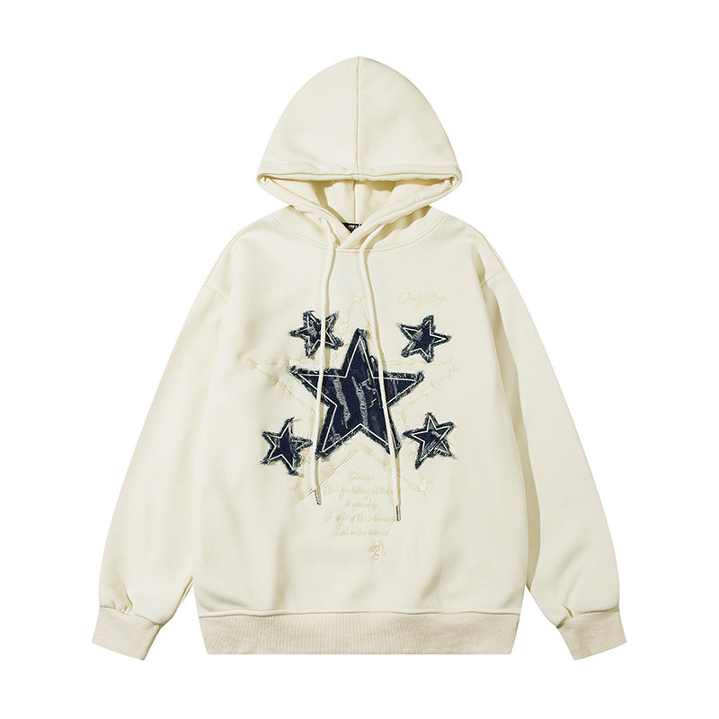 Velvet Padded Hooded Sweatshirt Loose Design