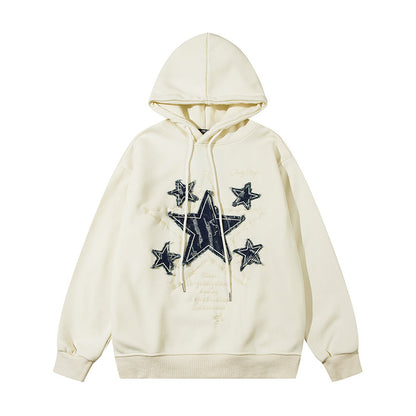 Velvet Padded Hooded Sweatshirt Loose Design