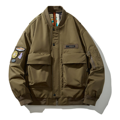Men's Winter Baseball Collar Loose Down Jacket