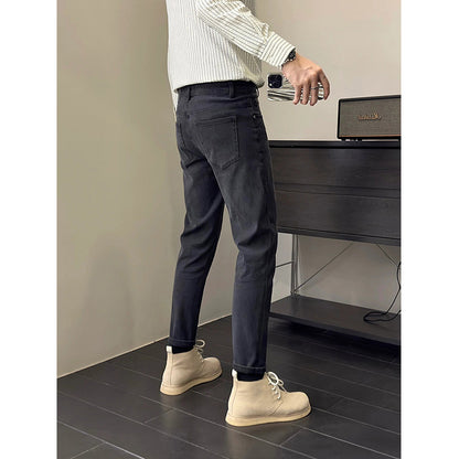 Black And Gray Stretch Jeans Men's Slim Fit Skinny Casual