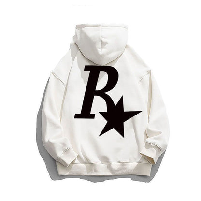 Men's Retro Alphabet Coat Hooded Loose