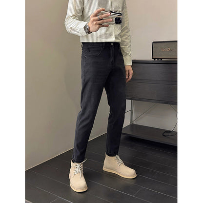 Black And Gray Stretch Jeans Men's Slim Fit Skinny Casual
