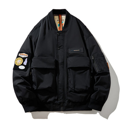 Men's Winter Baseball Collar Loose Down Jacket