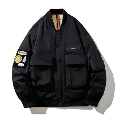 Men's Winter Baseball Collar Loose Down Jacket