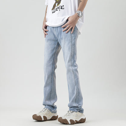 American-style Heavy Washed Yellow Jeans