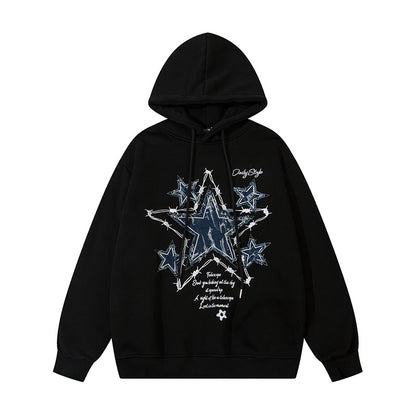 Velvet Padded Hooded Sweatshirt Loose Design