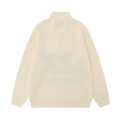 Men's Vintage XINGX Embroidered Stand Collar Sweater