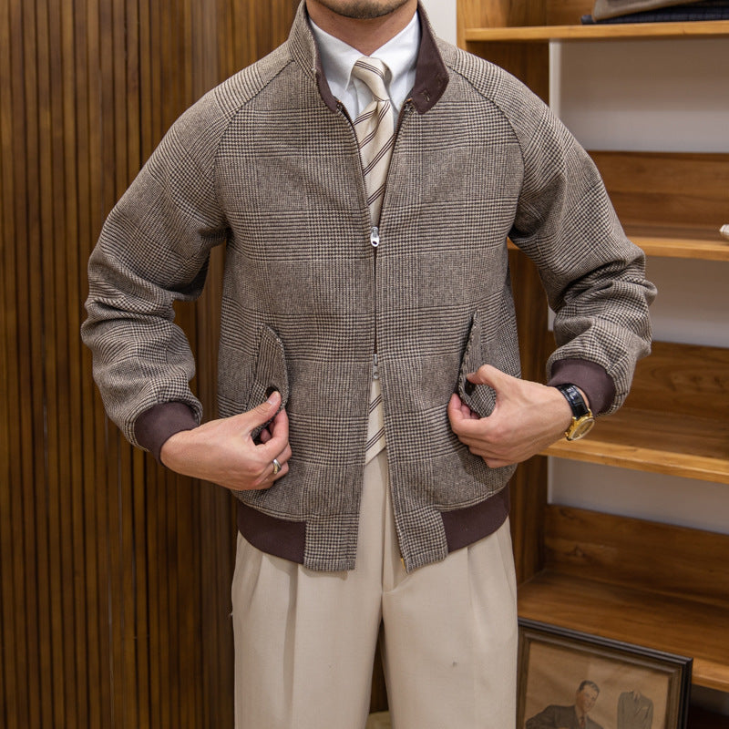 Short Jacket Slim Fit All-match Wool Coat Retro Men