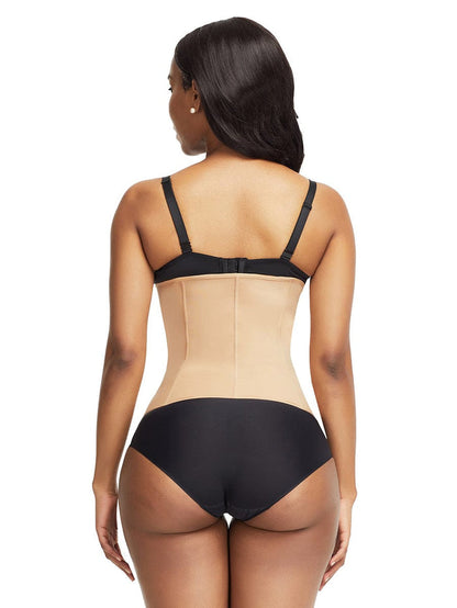 9 Steel Bones W-shape Waist Trainer Zipper Built-in Clips Inside