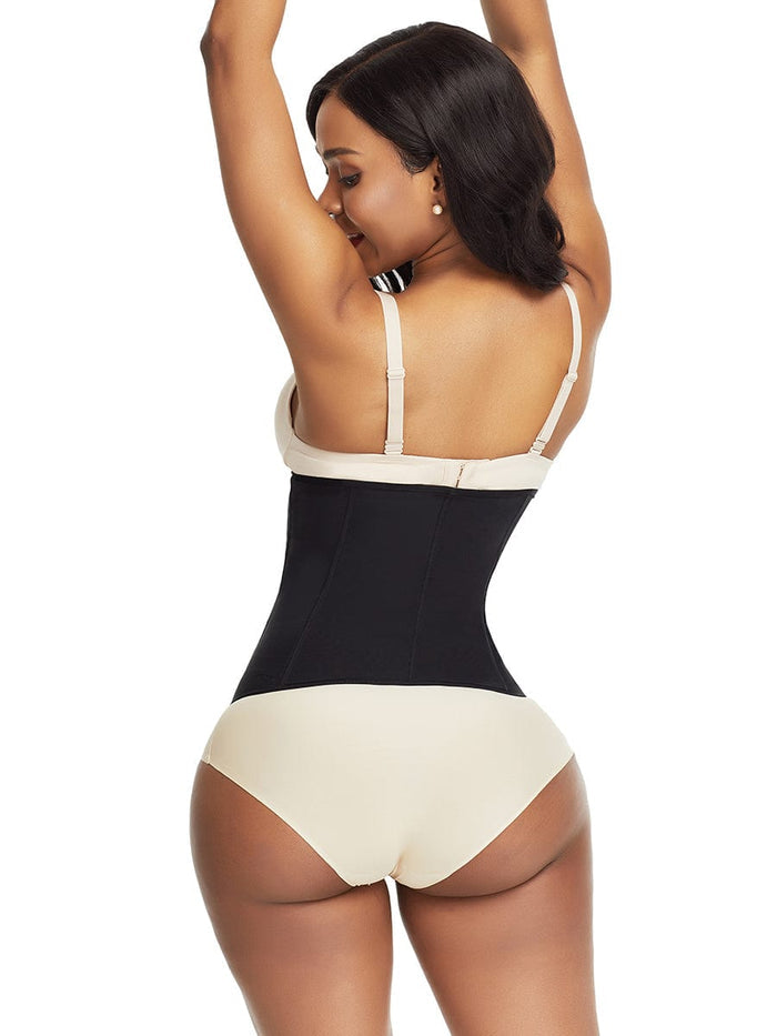 9 Steel Bones W-shape Waist Trainer Zipper Built-in Clips Inside