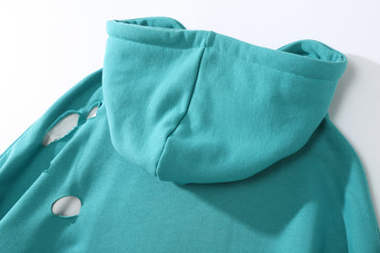 American Style Hip Hop Loose Hole Hooded Sweater