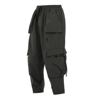 Large Pocket Functional Buckle Overalls Men's Loose Casual