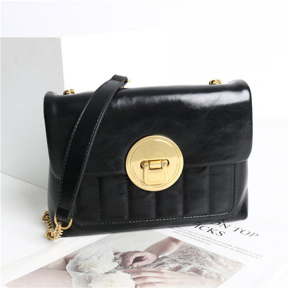 Oily Wax Cowhide Bag Niche Design Fashion