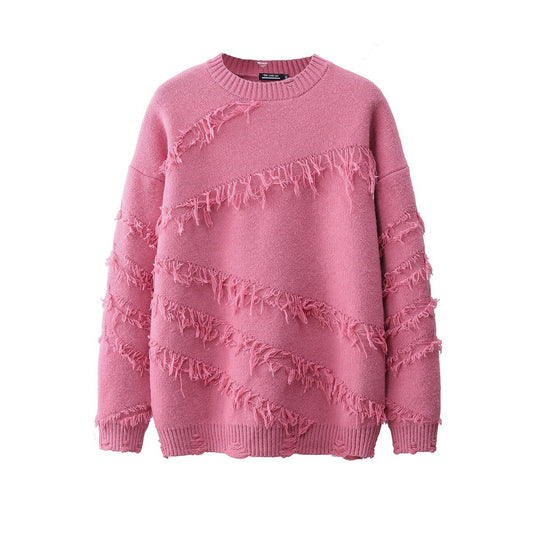 Design Sense Niche Vintage Tassel Sweater Men's And Women's Autumn And Winter Loose Lazy Chic Soft Glutinous Chic Sweater