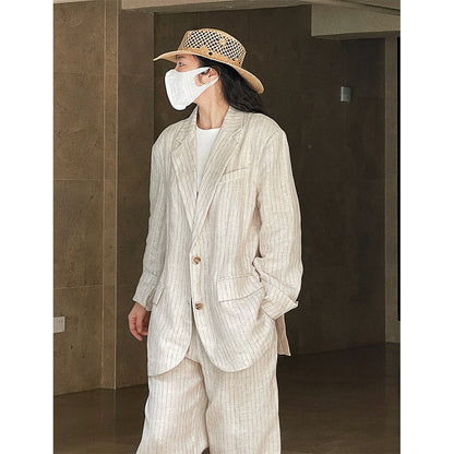 Striped Loose Slim Cool Casual Coat Woman