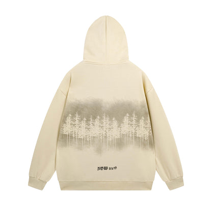 Letter Printing Velvet Padded Hooded Sweatshirt